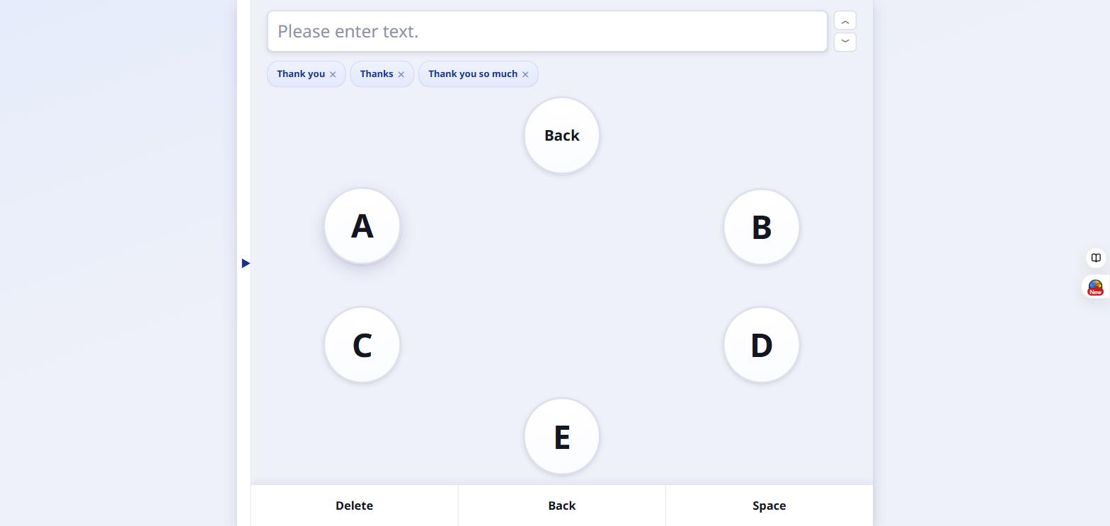 Opened A B C D E group after tapping the 10 o'clock circle